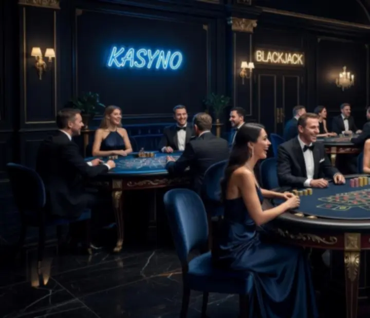 Elegancka sala w stylu kasyna z neonowym światłem