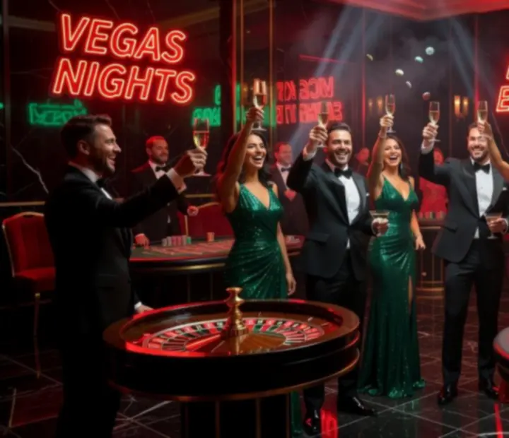 Wieczór w stylu Las Vegas z neonowym oświetleniem