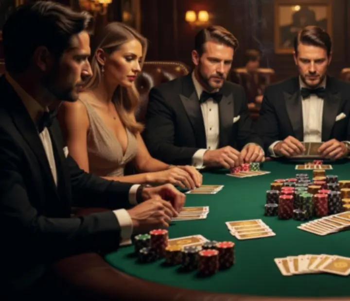 Stół pokerowy przygotowany na wieczór rozgrywek